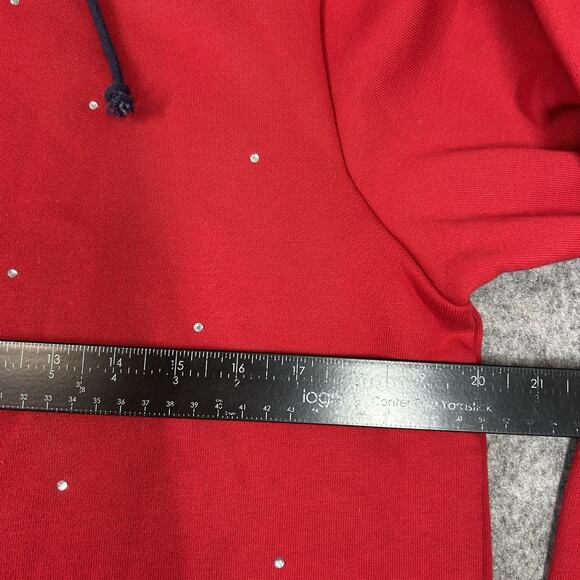 Vintage Quacker Factory Jacket Womens Medium Red Navy Blue Full Zip Rhinestone - Picture 8 of 8